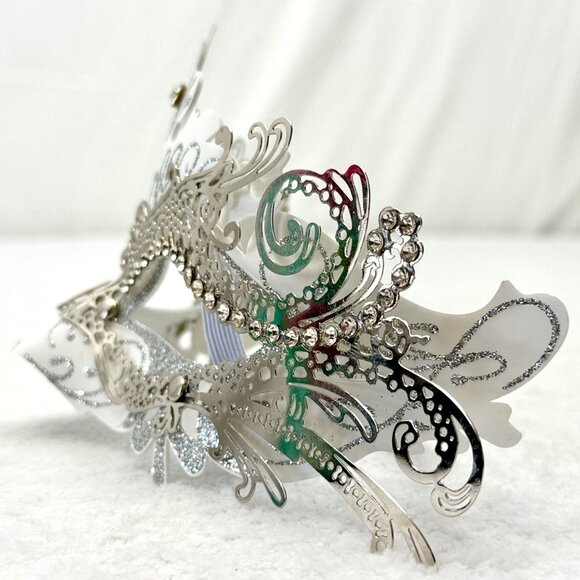 Couple Masquerade Venetian Costume Cosplay Metal Masks Silver White - Picture 4 of 9
